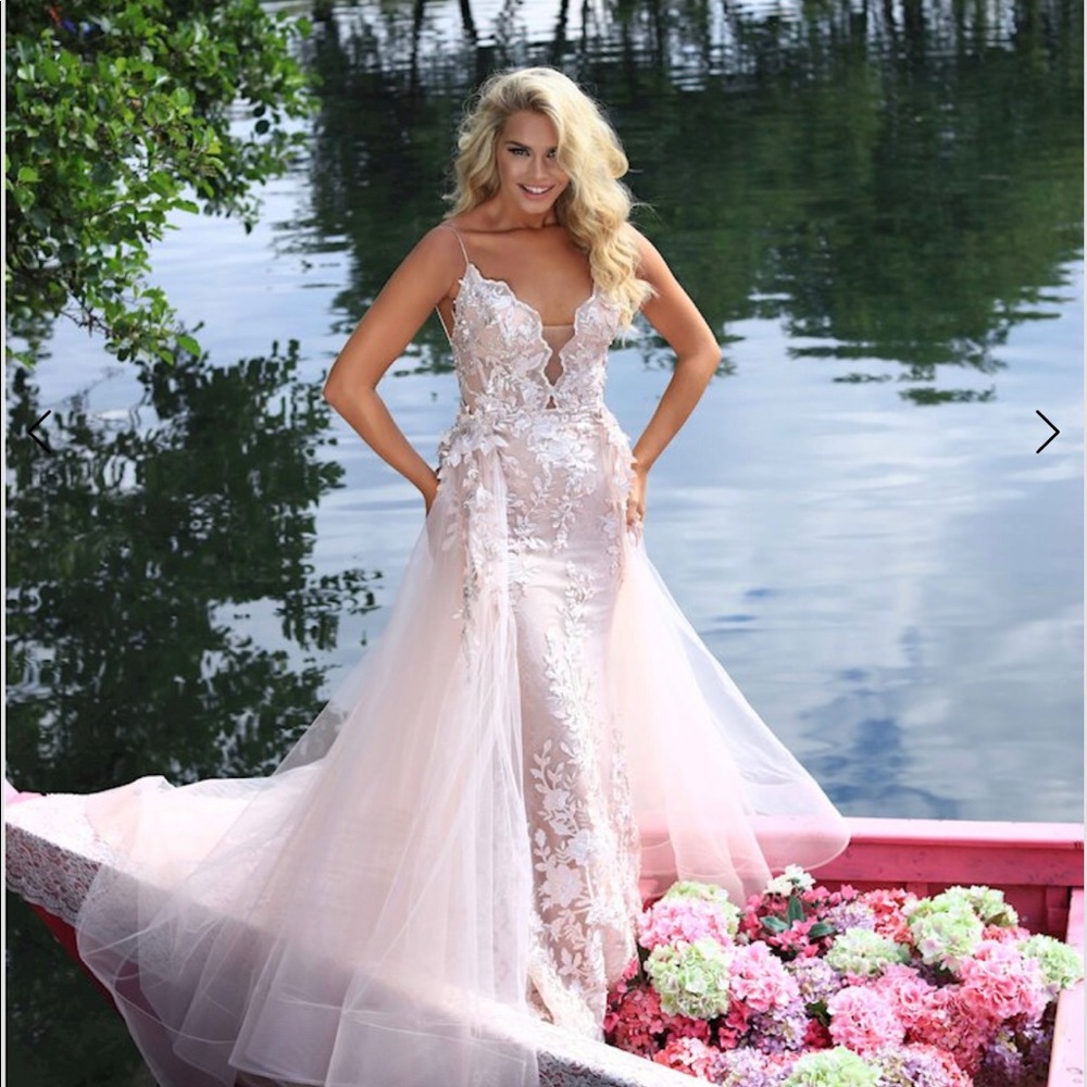 Tarik Ediz Style 50405 Dress in Blush Pink